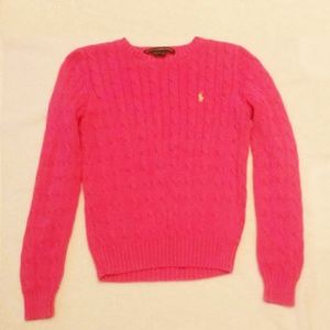 Hot Pink Ralph Lauren Cable Knit Sweater